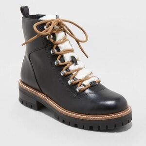 A New Day-Women's Black Leighton Sherpa Tongue Hiking Memory Foam Size 9.5 Boots